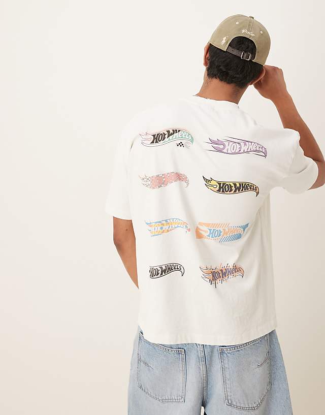 Asos ASOS DESIGN Unisex Oversized T-shirt With Hot Wheels Prints In White