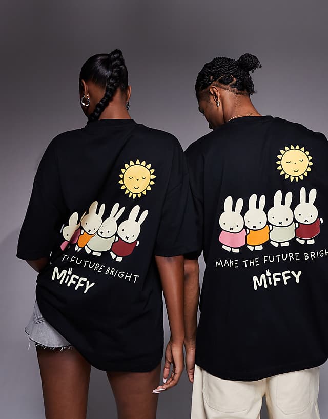 Asos ASOS DESIGN Unisex Oversized T-shirt With Miffy Prints In Black