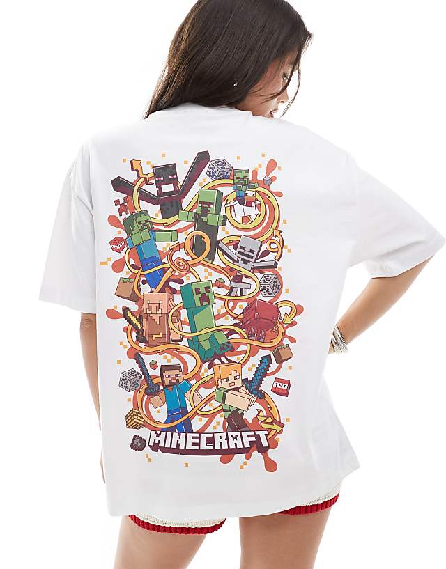 Asos ASOS DESIGN Unisex Oversized T-shirt With Minecraft Prints In White