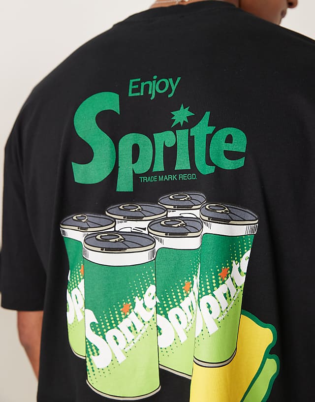Asos ASOS DESIGN Unisex Oversized T-shirt With Sprite Prints In Black
