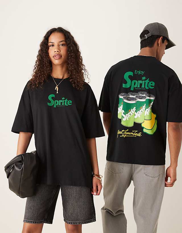 asos ASOS DESIGN unisex oversized t-shirt with Sprite prints in black