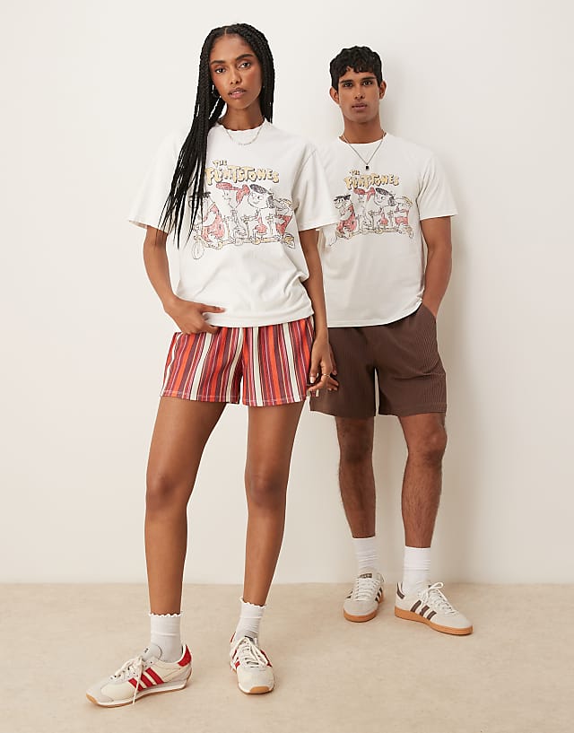 Asos ASOS DESIGN Unisex Oversized T-shirt With The Flintstones Print In White