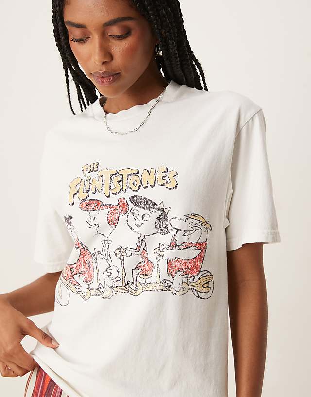 Asos ASOS DESIGN Unisex Oversized T-shirt With The Flintstones Print In White