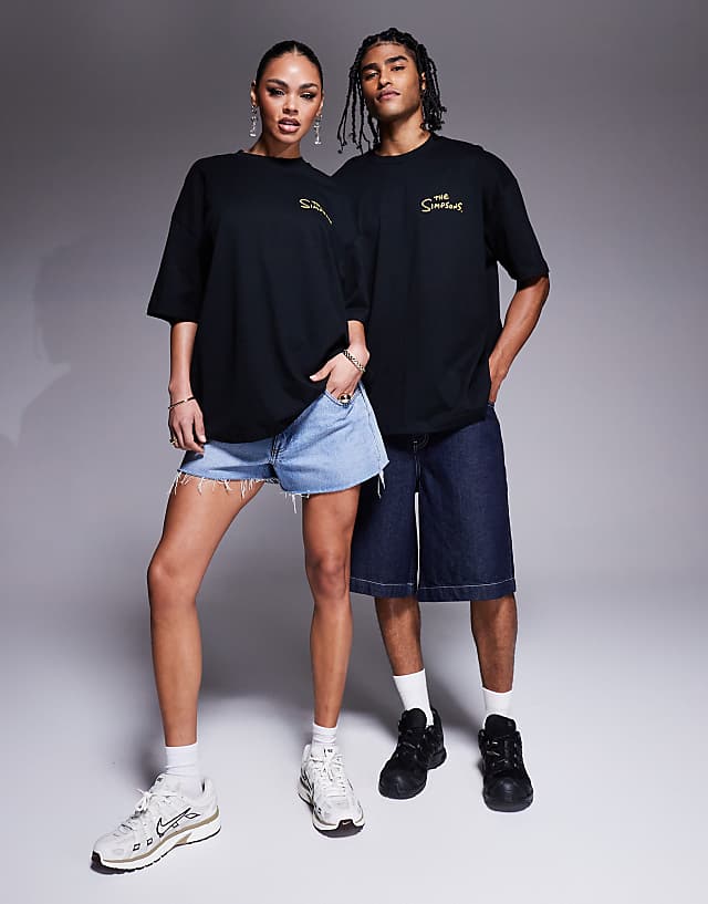 Asos ASOS DESIGN Unisex Oversized T-shirt With The Simpsons Prints In Black