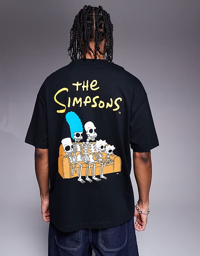 Asos ASOS DESIGN Unisex Oversized T-shirt With The Simpsons Prints In Black