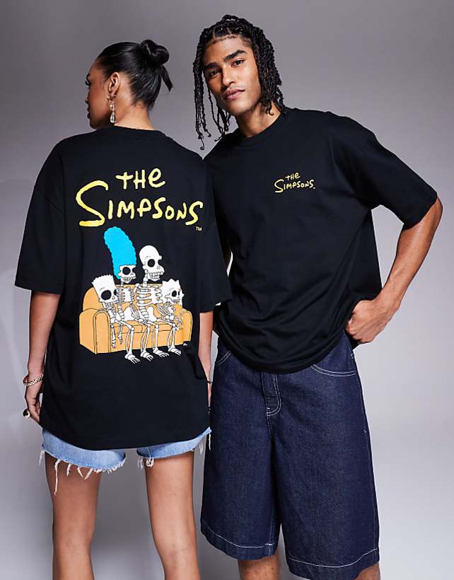asos ASOS DESIGN unisex oversized t-shirt with The Simpsons prints in black