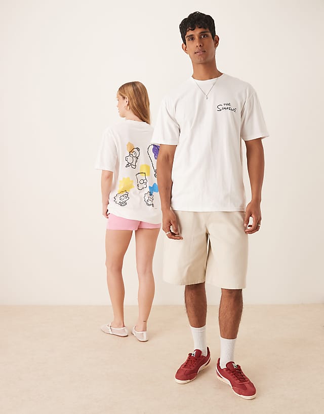 Asos ASOS DESIGN Unisex Oversized T-shirt With The Simpsons Prints In White