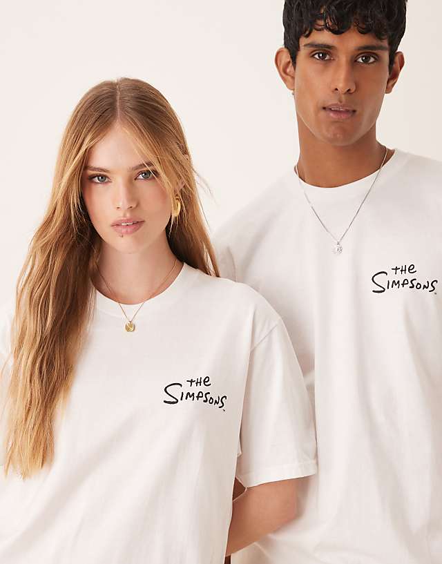 Asos ASOS DESIGN Unisex Oversized T-shirt With The Simpsons Prints In White