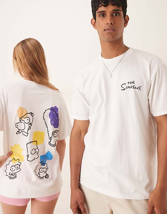 asos ASOS DESIGN unisex oversized t-shirt with The Simpsons prints in white