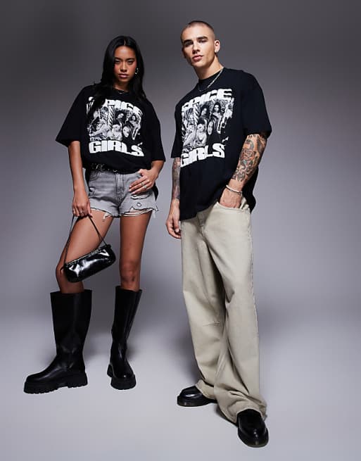 Asos ASOS DESIGN Unisex Oversized T-shirt With The Spice Girls Prints In Black