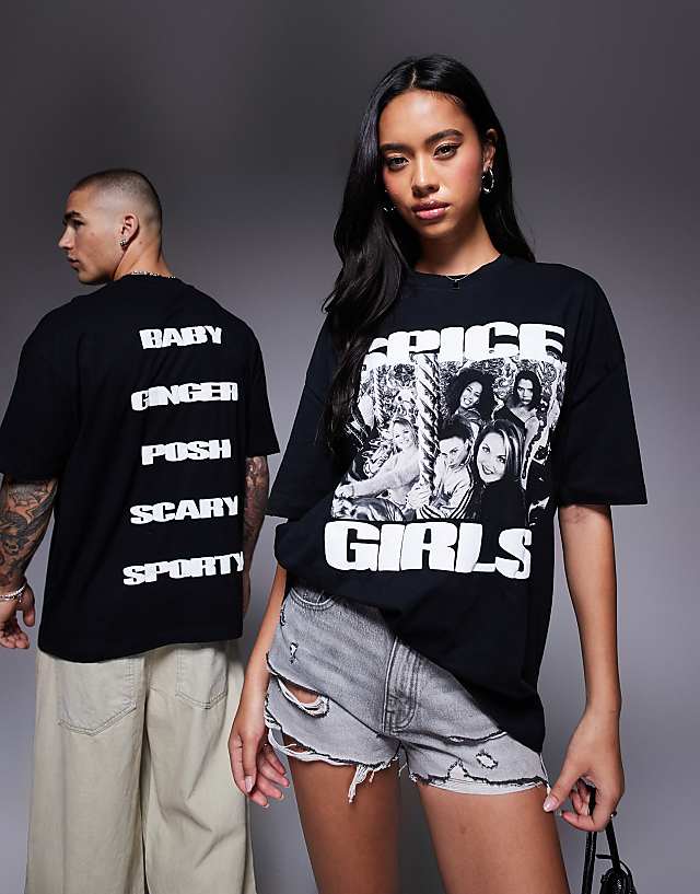 asos ASOS DESIGN unisex oversized t-shirt with The Spice Girls prints in black