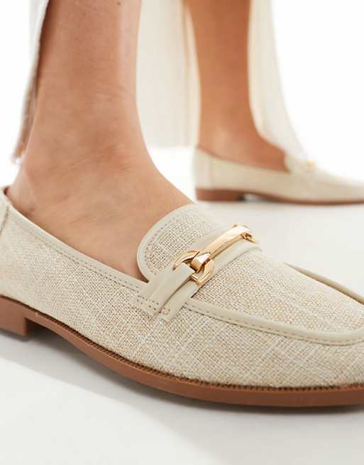 Asos ASOS DESIGN Verity Loafer Flat Shoes With Trim In Natural Fabrication