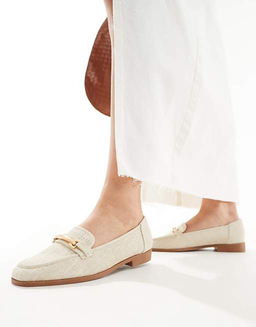 Asos ASOS DESIGN Verity Loafer Flat Shoes With Trim In Natural Fabrication
