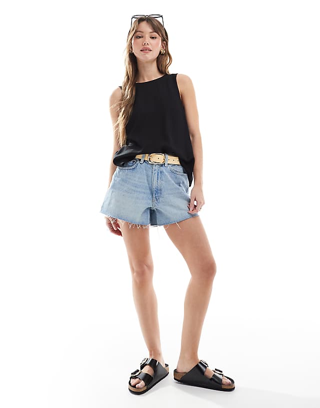 Asos ASOS DESIGN Vest With Scoop Back In Linen Blend In Black