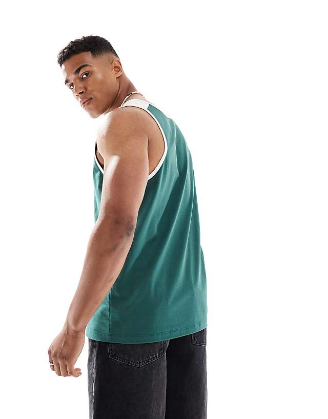 Asos ASOS DESIGN Vest With White Contrast Binding In Green