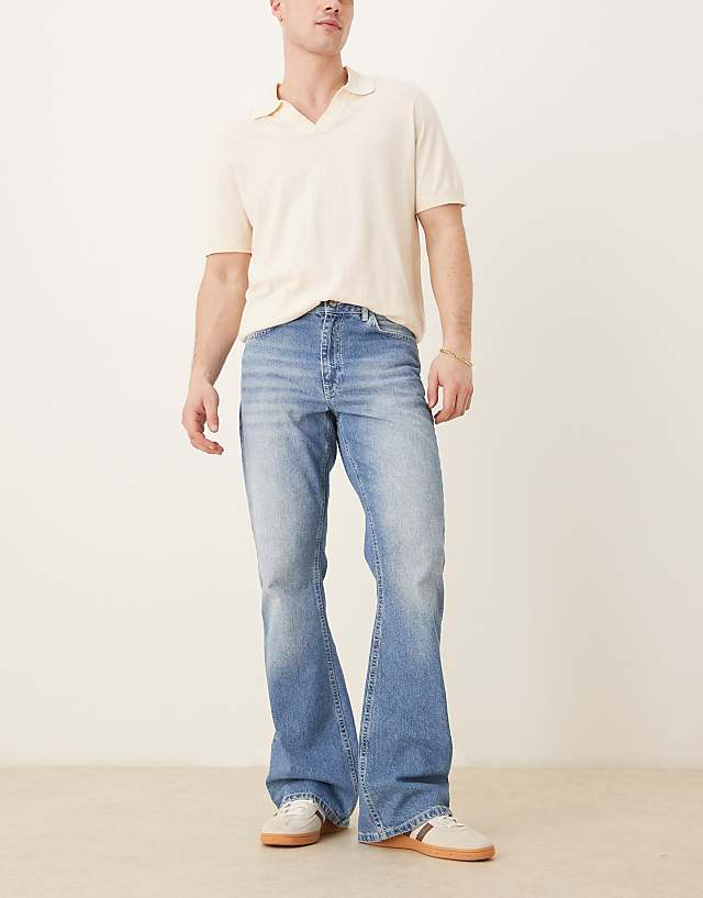 asos ASOS DESIGN vintage flare jeans in light wash blue
