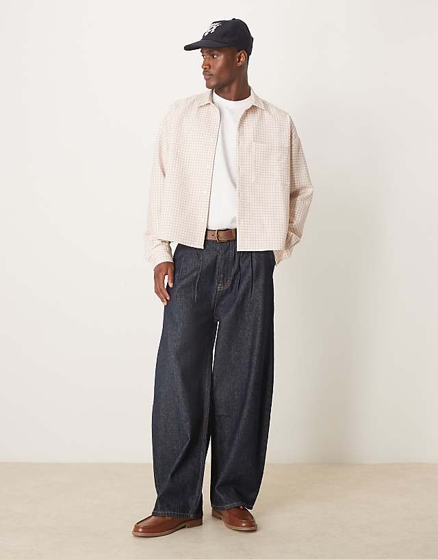 Asos ASOS DESIGN Volume Oversized Boxy Shirt In Pink Check