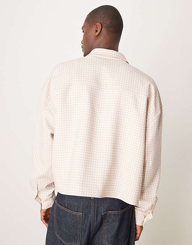 Asos ASOS DESIGN Volume Oversized Boxy Shirt In Pink Check