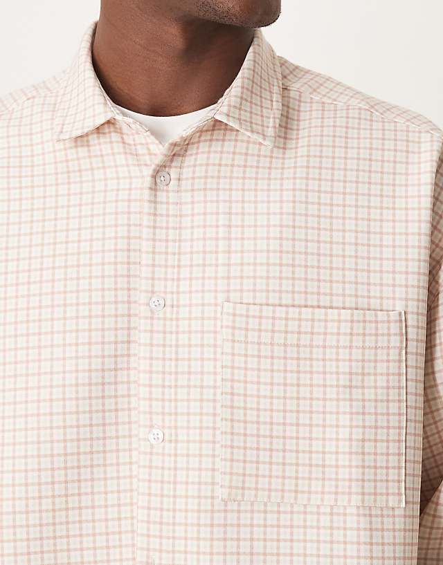 Asos ASOS DESIGN Volume Oversized Boxy Shirt In Pink Check