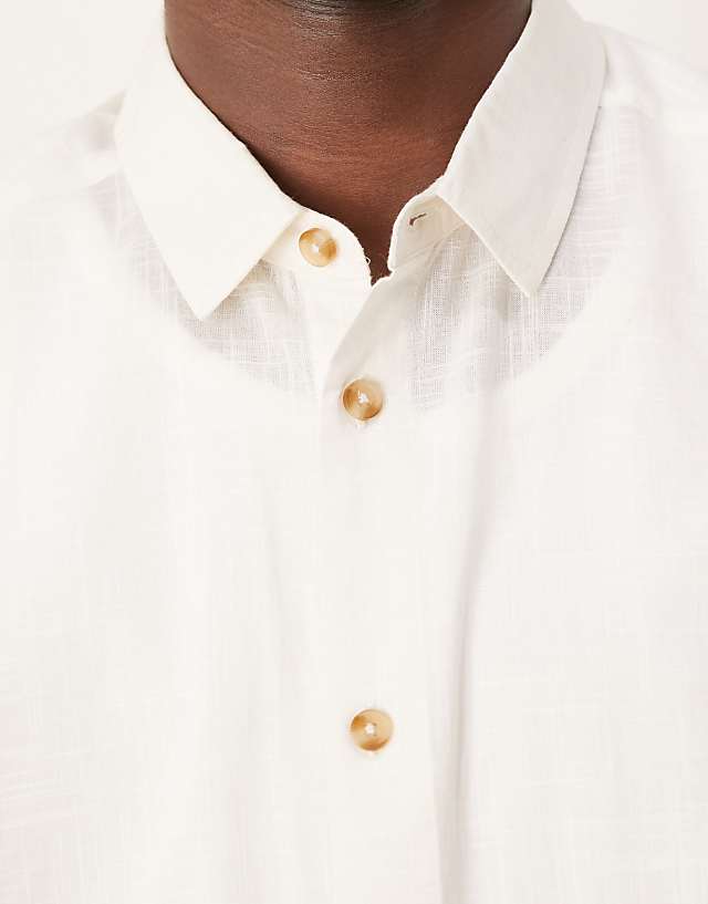 Asos ASOS DESIGN Volume Oversized Linen Look Shirt In Stone