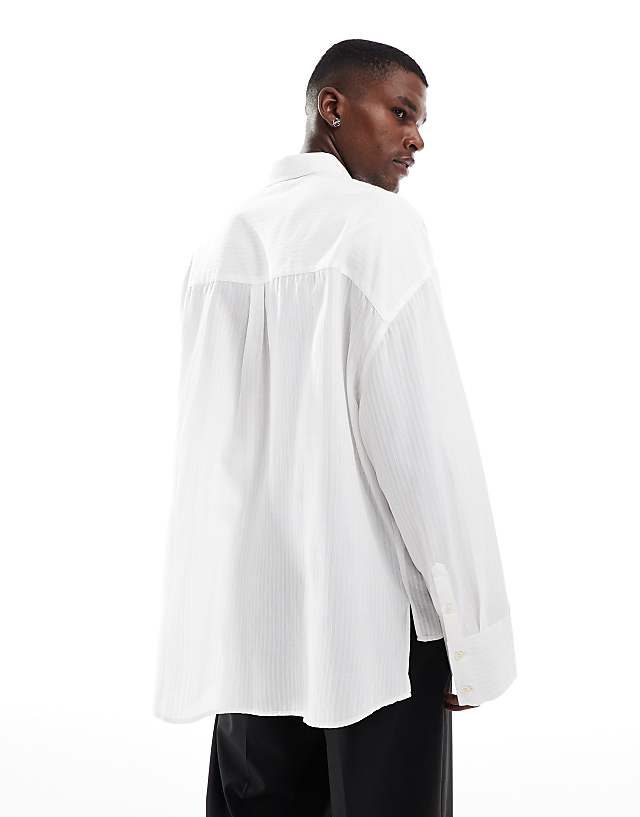 Asos ASOS DESIGN Volume Oversized Shirt In White Stripe Jacquard