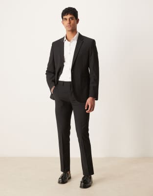 Asos ASOS DESIGN Washable Slim Suit With Wool In Black