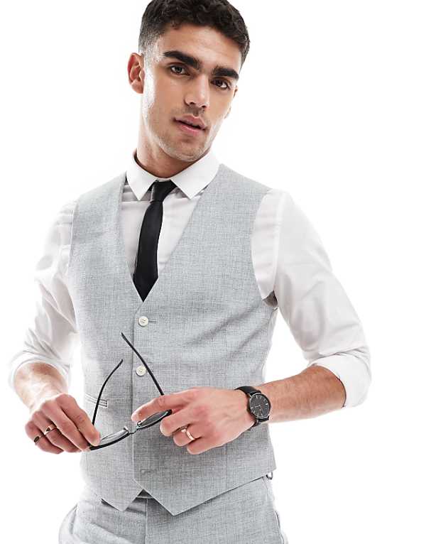 Asos ASOS DESIGN Wedding Skinny Suit In Sage Green Melange Texture
