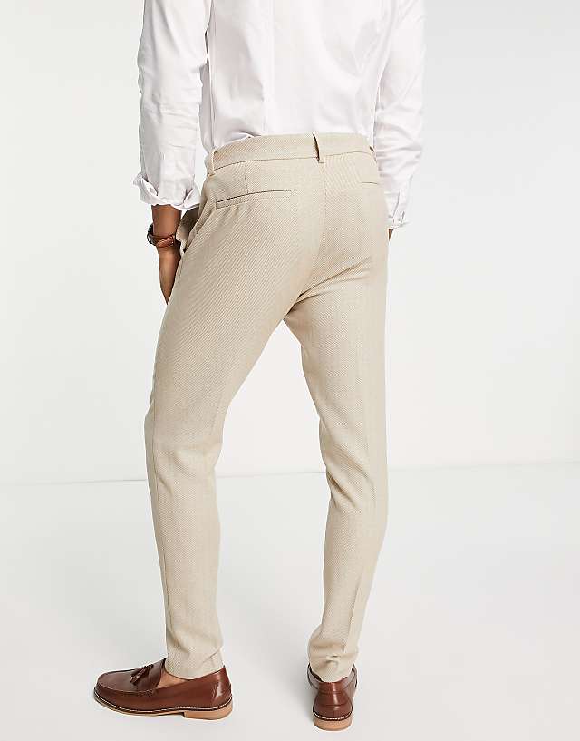 Asos ASOS DESIGN Wedding Skinny Suit Trousers In Beige