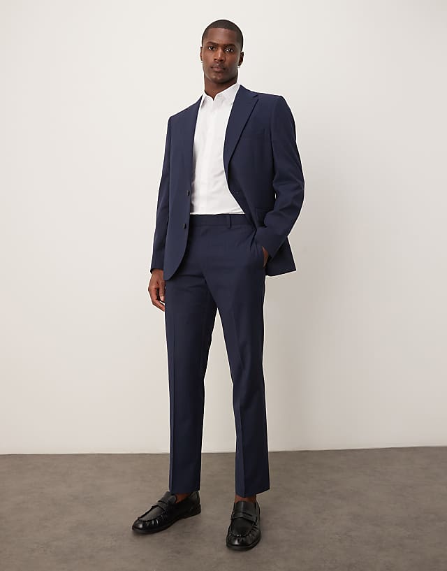 Asos ASOS DESIGN Wedding Slim Suit In Navy Pinstripe