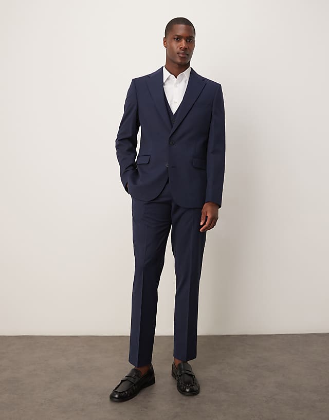 Asos ASOS DESIGN Wedding Slim Suit In Navy Pinstripe