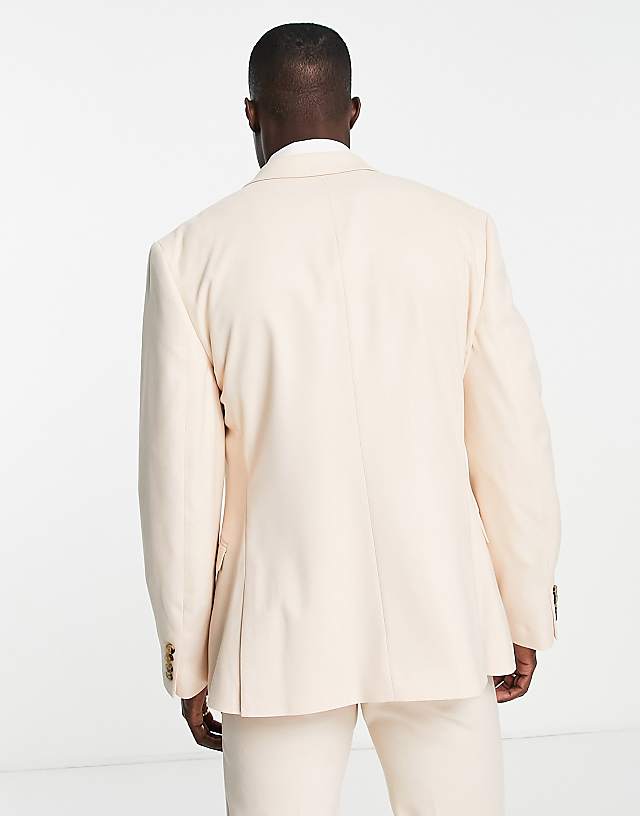 Asos ASOS DESIGN Wedding Slim Suit Jacket With Micro Texture In Stone