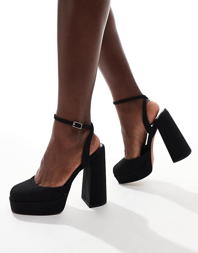 asos ASOS DESIGN Wide Fit Pressure platform high heeled shoes in black