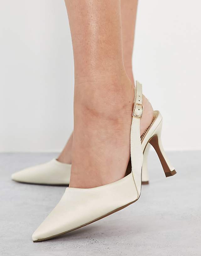 Asos ASOS DESIGN Wide Fit Samber Slingback Stiletto Heels In Ivory