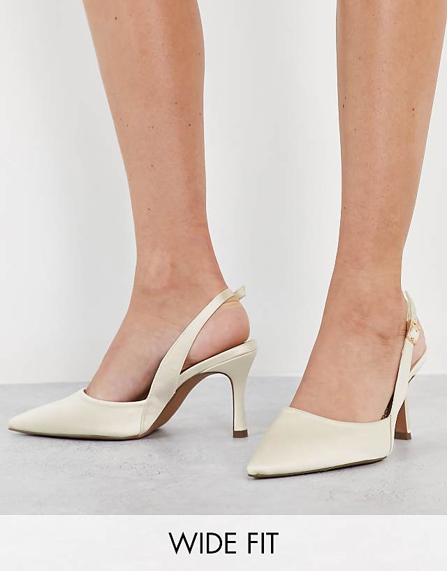 asos ASOS DESIGN Wide Fit Samber slingback stiletto heels in ivory