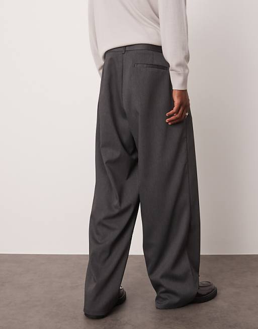Asos ASOS DESIGN Wide Flare Smart Trousers In Charcoal
