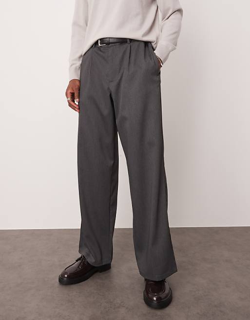 Asos ASOS DESIGN Wide Flare Smart Trousers In Charcoal