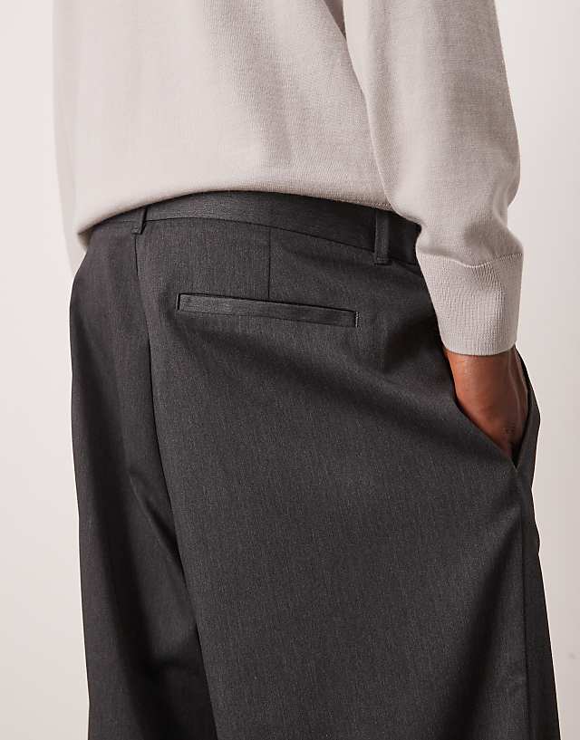 Asos ASOS DESIGN Wide Flare Smart Trousers In Charcoal