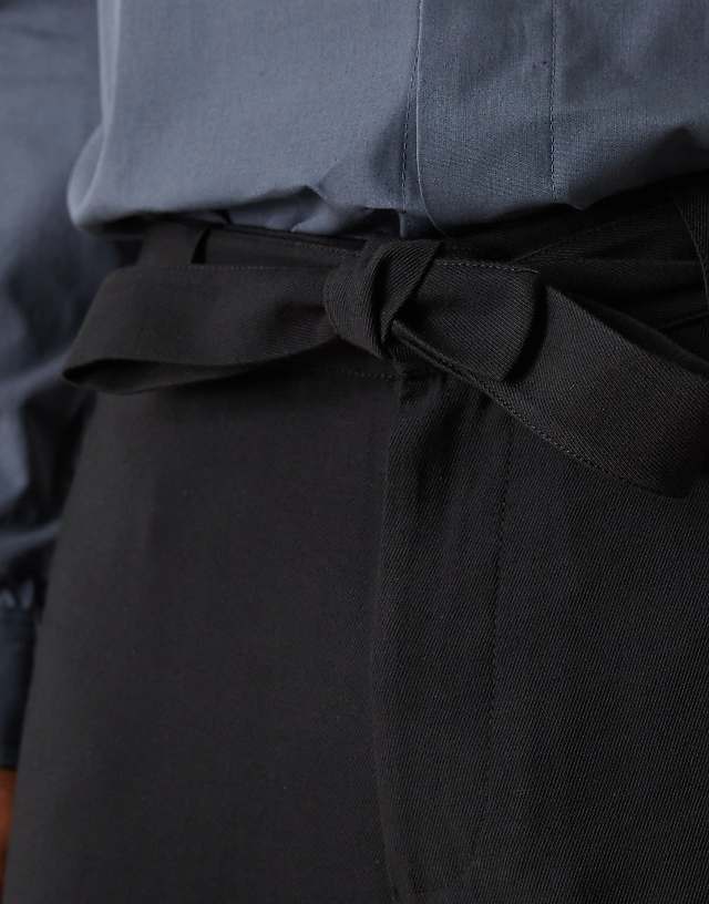 Asos ASOS DESIGN Wide Flare Smart Trousers With Belt In Black