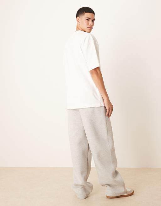 Asos ASOS DESIGN Wide Leg Heavyweight Scuba Jogger In Grey Marl