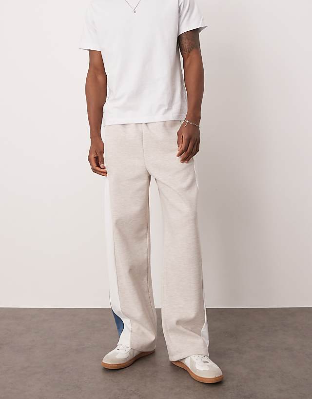 Asos ASOS DESIGN Wide Leg Jogger With Colourblock Side Panels In Grey