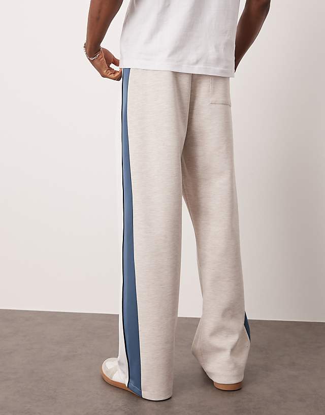 Asos ASOS DESIGN Wide Leg Jogger With Colourblock Side Panels In Grey