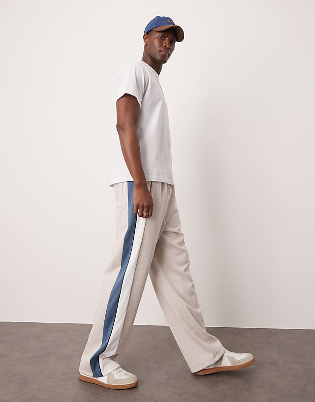 asos ASOS DESIGN wide leg jogger with colourblock side panels in grey