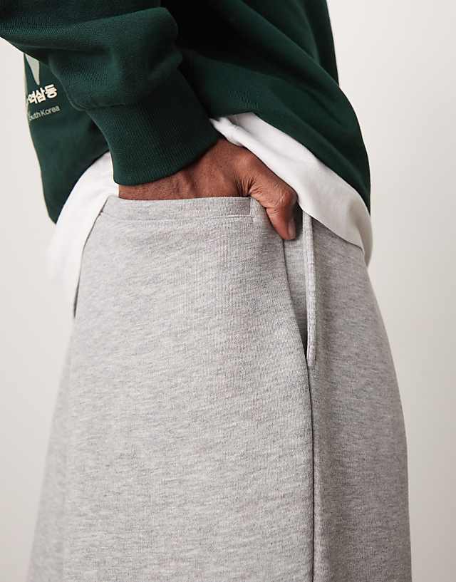 Asos ASOS DESIGN Wide Leg Joggers With Pinched Hem In Grey Marl