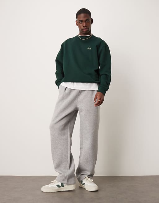 Asos ASOS DESIGN Wide Leg Joggers With Pinched Hem In Grey Marl