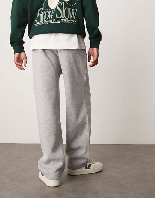 Asos ASOS DESIGN Wide Leg Joggers With Pinched Hem In Grey Marl