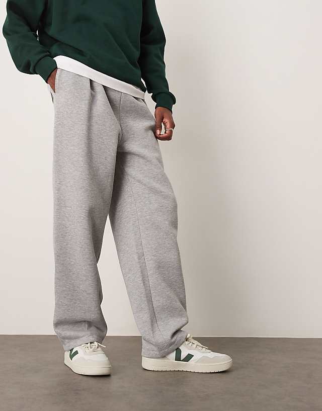 asos ASOS DESIGN wide leg joggers with pinched hem in grey marl