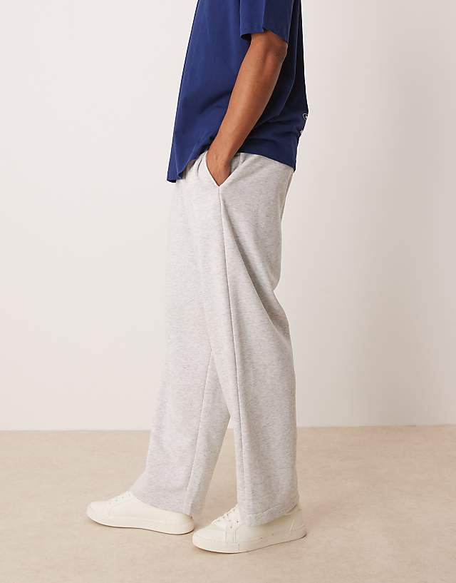 Asos ASOS DESIGN Wide Leg Loopback Joggers With Volume Waistband In Grey Marl