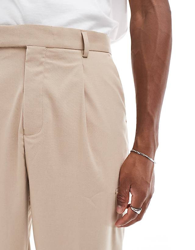 Asos ASOS DESIGN Wide Leg Smart Co-rd Cargo Trouser In Beige