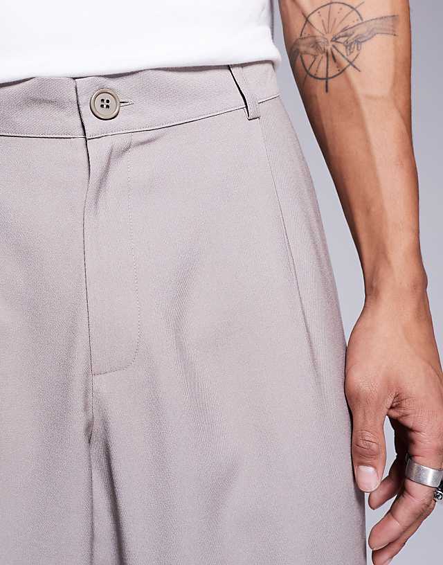 Asos ASOS DESIGN Wide Leg Smart Trousers In Mushroom