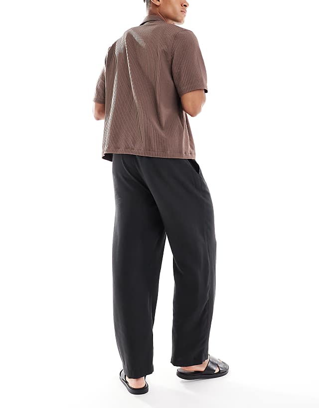 Asos ASOS DESIGN Wide Leg Trouser With Elasticated Waistband In Black